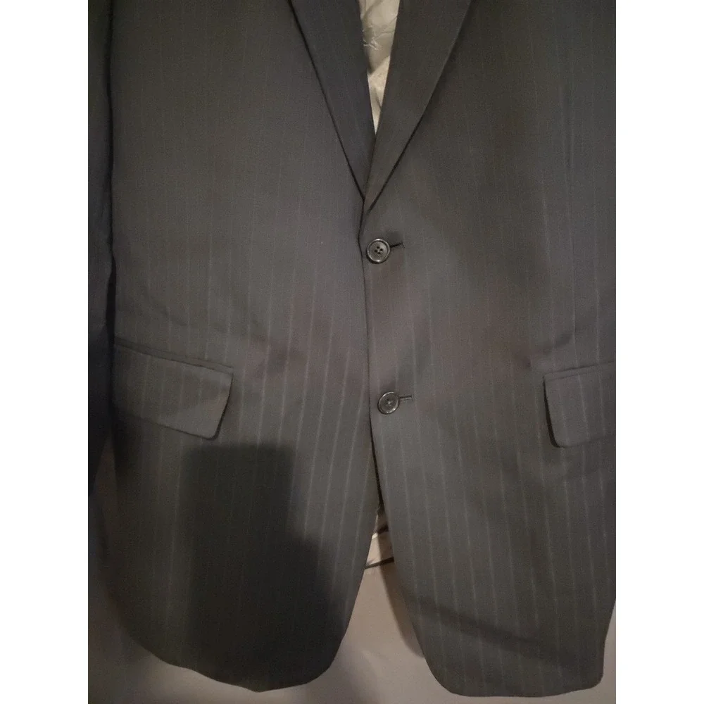 Hart Schaffner Marx Gold Trumpeter Gray Pinstripe‎ Blazer Jacket, Men's 42R USA